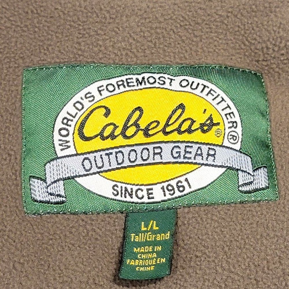 Cabelas Nylon Coat Jacket Mens‎ LT Fleece Lined Full Zip Pockets Mock Neck Green - Picture 11 of 15